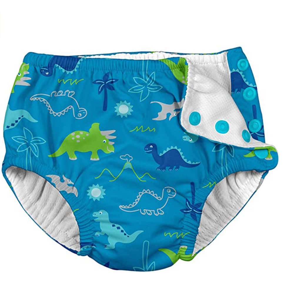 Iplay Baby Snap Reusable Absorbent Swimsuit Diaper Dinosaurs Blue Size 18M 4019